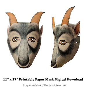 Goat Mask Halloween Printable Digital Download 11&quot; x 17&quot; Item #827