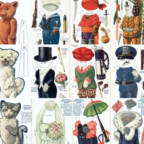 Animal Paper Dolls Bear Dog Cat Printable Digital Download - Etsy Animal Paper Dolls Bear Dog Cat Printable Digital Download - Etsy