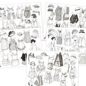 Paper Doll Coloring Pages Printable Instant Digital Download Item #707