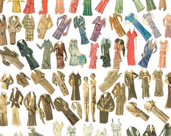 1920s Fashion Clip Art Paper Doll Image Digital Download Collage Kit #230