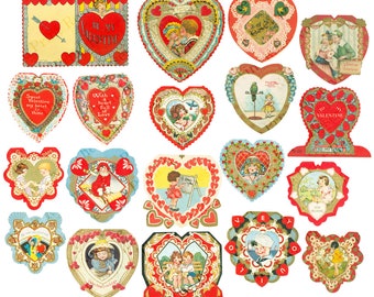 Vintage Valentines Digital Download 19 Printable Images Clip Art Valentine Card