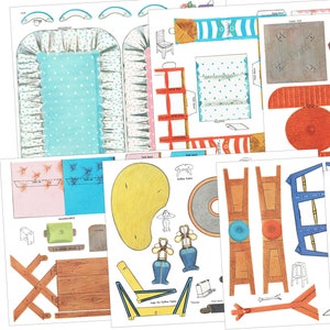 Papier Puppenhaus Möbel Printable Digitaler Download Bild PDF-Artikel #520