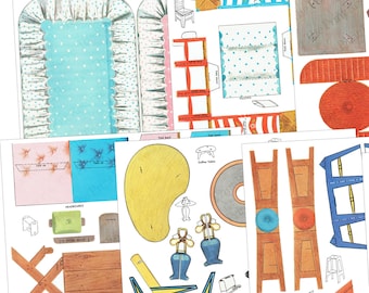 Paper Doll House Furniture Printable Digital Download Image PDF Item #520