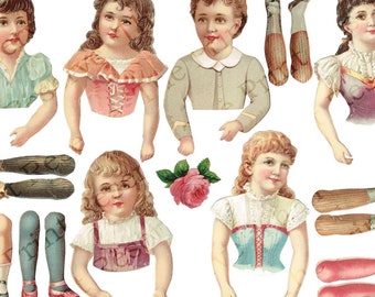 Têtes de poupées victoriennes en papier : créations DIY imprimables (téléchargement numérique)