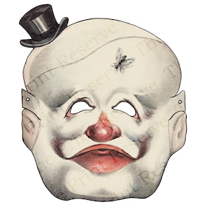 Paper Mask Clown Creepy Mask Digital Download Printable 11&quot;x17&quot; Item #805
