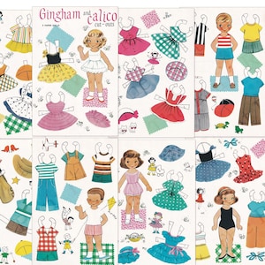 Digital Download Gingham & Calico Paper Doll Printable Art Image Item #364