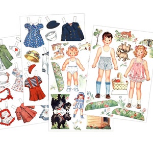 1950s Paper Doll Printable Kids Download Digital Image PDF Item #303