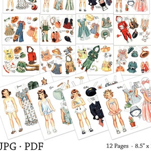 Paper Doll Printable Girls Kids Toys Craft Kit Instant Digital Download image 1