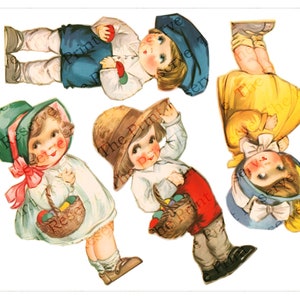 Frühling Clipart Kinder Kinder Osterei Printable Paper Doll Digitaler Download Artikel #228