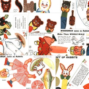 Folding Paper Toy Animal Doll Digital Download Image Craft Kit Item #604
