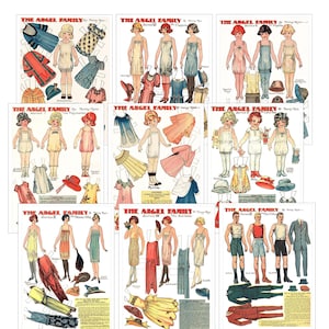Paper Doll Art Deco Angel Family 1920s Fashion Instant Digital Download Item #321