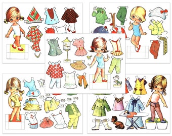 Paper Dolls Printable Girls Children Kids Digital Download Item #328