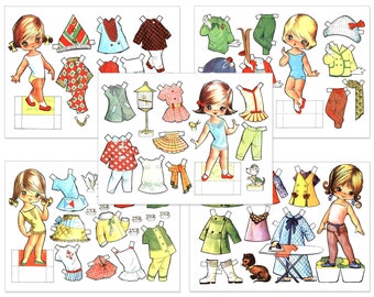 Paper Dolls Printable Girls Children Kids Digital Download