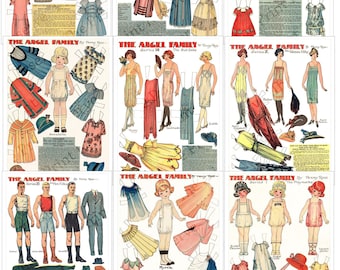 Paper Doll Art Deco Angel Family 1920s Fashion Instant Digital Download