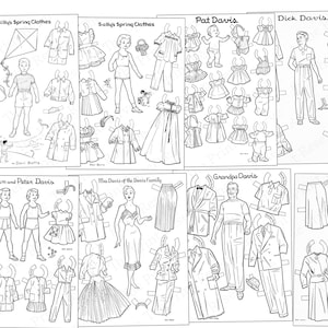 Paper Doll Coloring Pages 1950s Fashion Instant Digital Download #703