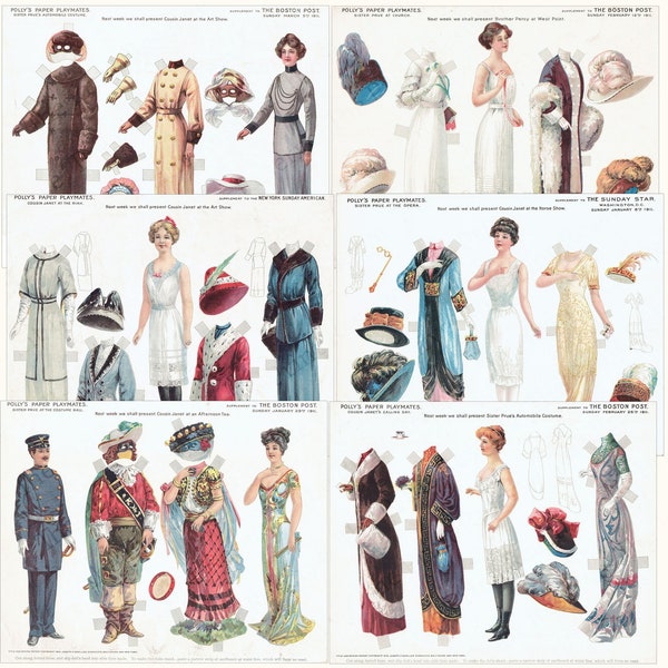 Paper Doll Digital Download Antique Image JPG Printable Fashion