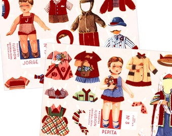 Printable Paper Doll Download Pepita & Jorge Digital