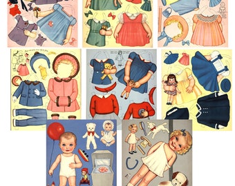 Paper Doll Download Boy & Girl Vintage Kids Cute Printable Retro