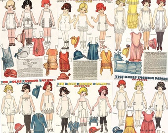 Paper Doll Printable 1920s Fashion Parade Instant Digital Download