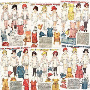 Paper Doll Printable 1920s Fashion Parade Instant Digital Download