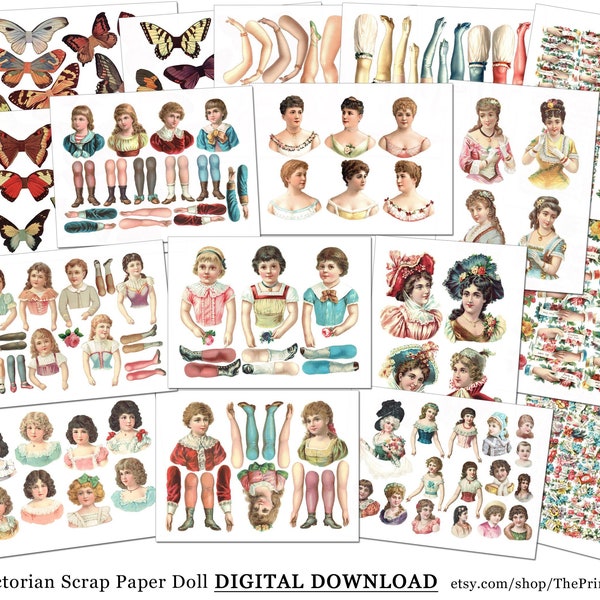 Paper Doll Printable Victorian Image Bundle Instant Digital Download