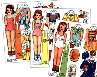 Paper Doll Instant Digital Download Vintage Retro Printable #344