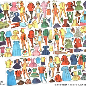 Paper Doll Digital Download Printable Colorful Kids Activity Kit Item #367