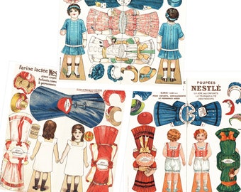Antique Paper Doll Digital Download Printable Double Sided #373