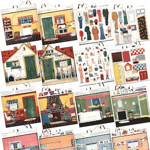 Paper Dollhouse Printable 16 Pages Doll House Family Kids Toy