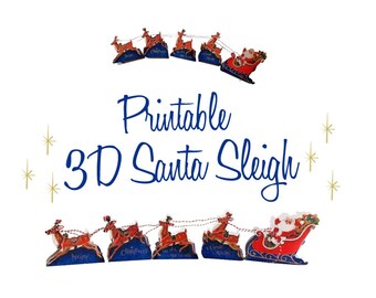 Vintage Christmas Printable Santa's Sleigh Gift Box Digital Download