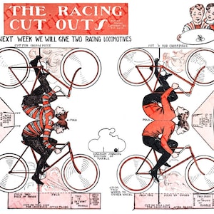 Bicycle Paper Toy Printable Antique Digital Download Retro Clip Art Image