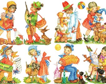 Retro Kids Children Clipart Printable Images Instant Digital Download