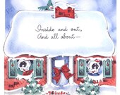 Vintage Christmas Printable Card Digital Download Dog House