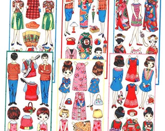 Muñeca de papel imprimible, anime japonés, dibujos animados, descarga digital PDF #331