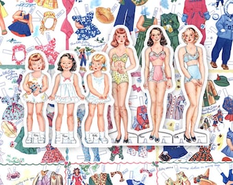 Vintage Paper Doll Digital Download Printable Art Prints