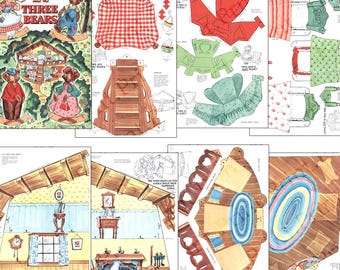 Goldilocks & Three Bears Paper House Digital Download Printable