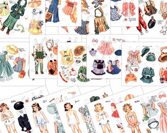 Digital Paper Doll Printable Craft Kit Vintage Girls Download Image