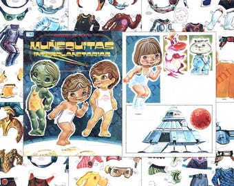 Alien Doll Printable Paper Dolls Retro Vintage Printable Digital Download
