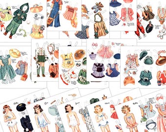 Digital Paper Doll Printable Craft Kit Vintage Girls Digital Download