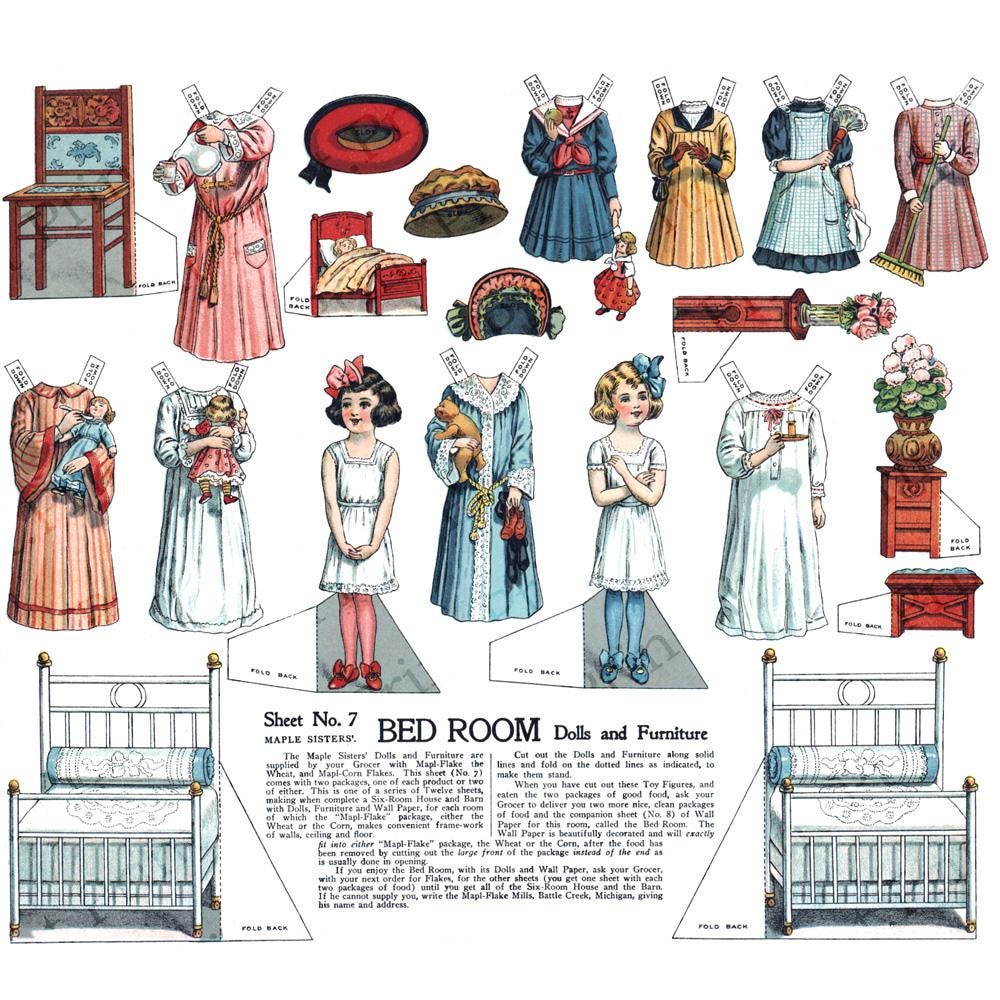 Bed Room Dollhouse Printable Paper Dolls Furniture Digital Download - Etsy
