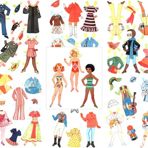 Printable Paper Doll Kids Vintage 1960s Instant Digital Download