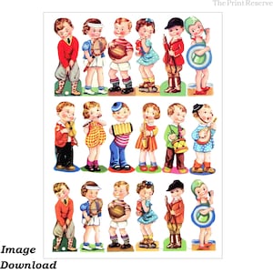 Kid Clipart Kinder spielen Retro Bild digitaler Download druckbare Artikel #216