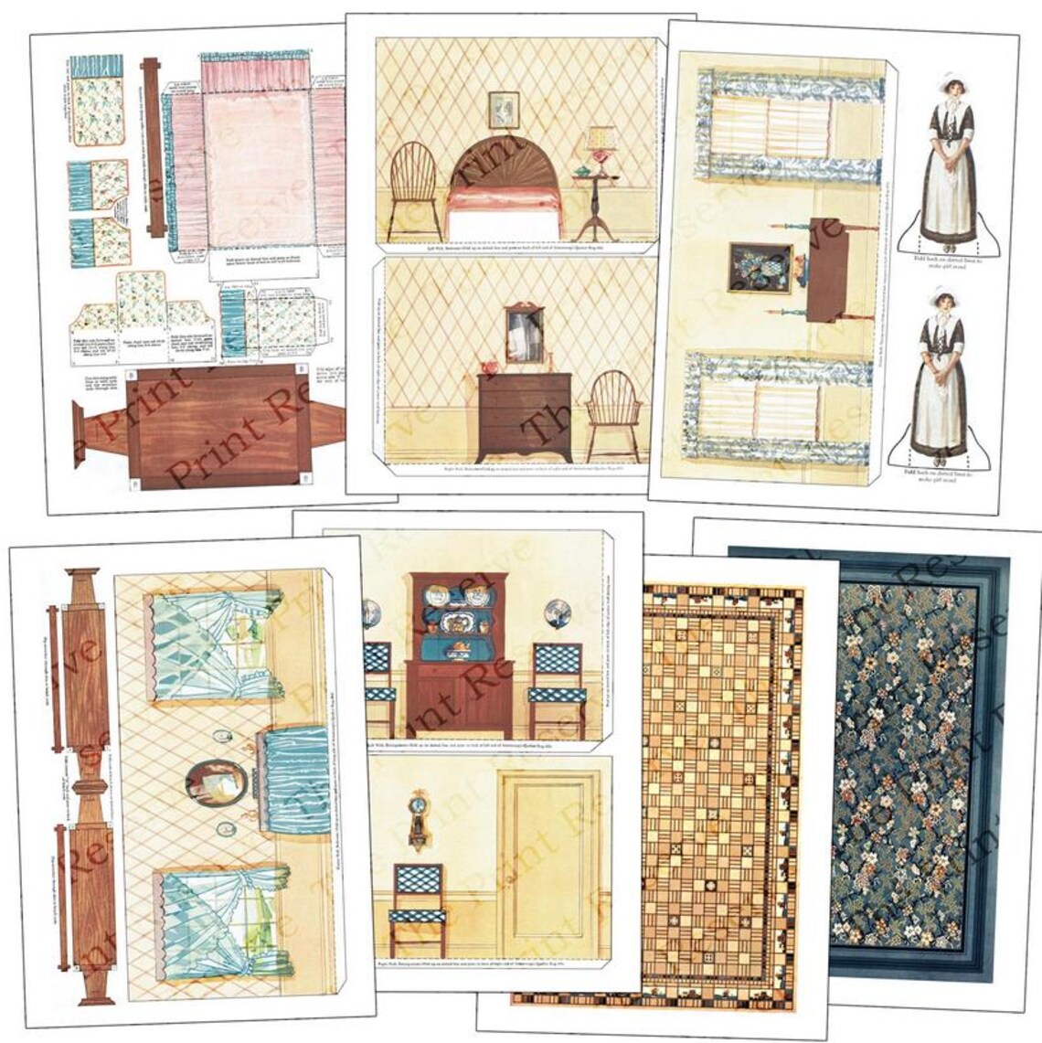 Printable Paper Dollhouse With Furniture 2 Rooms Printable #522 - Etsy UK