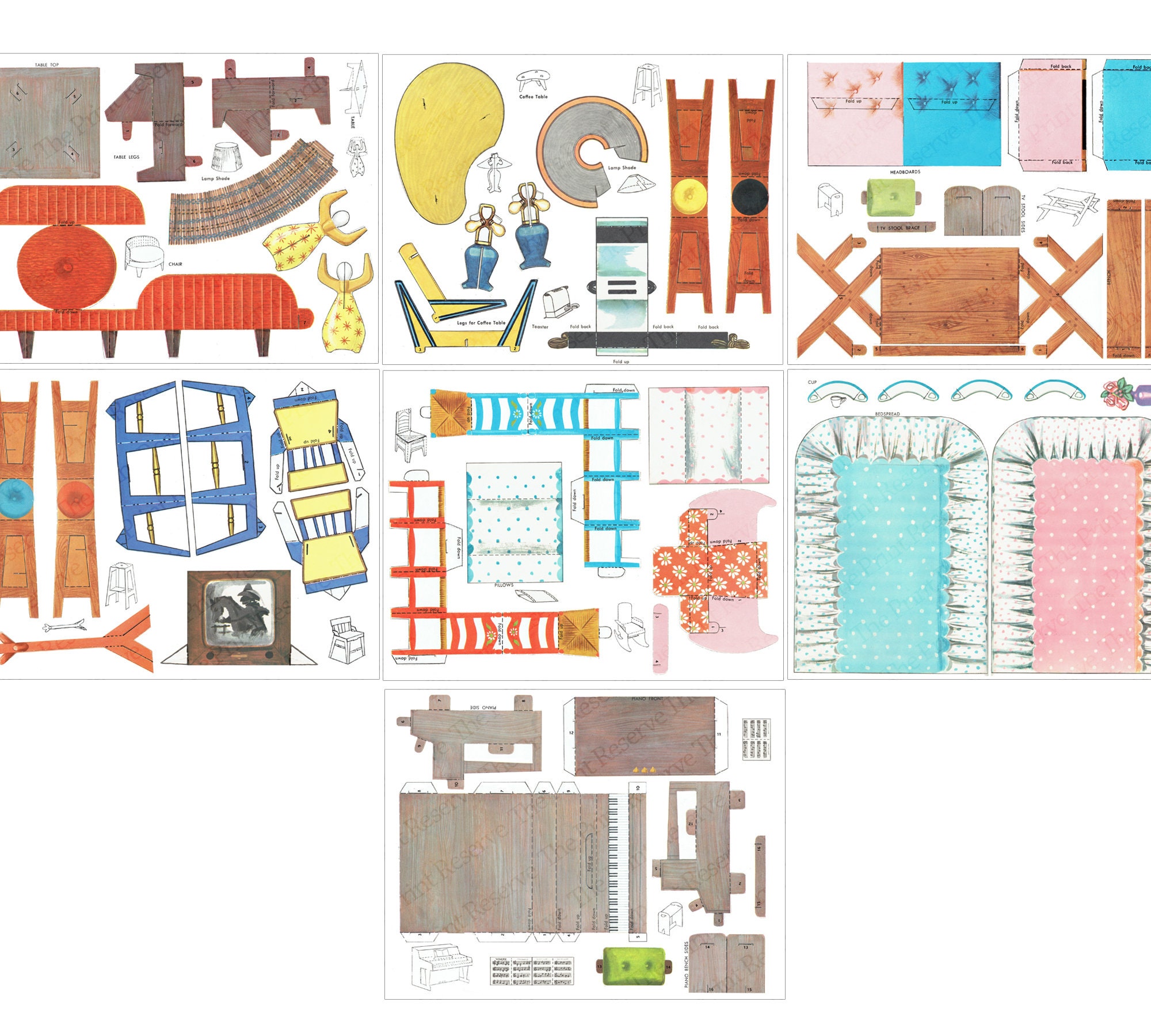 Paper Doll House Furniture Printable Digital Download Image - Etsy