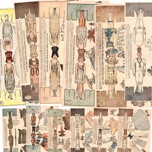 Printable Paper Doll 1920s Family Fold A Way Digital Download Item #603