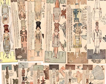 Printable Paper Doll 1920s Family Fold A Way Digital Download #603