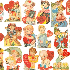Valentine Cards Digital Download 30 Printable Images Clip Art