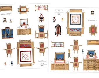 Paper Doll House Furniture Bedroom Set Printable Digital Download