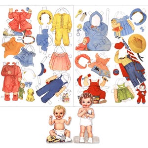 Baby Nursery Vintage Paper Doll Printable Digital Download PDF Item #378