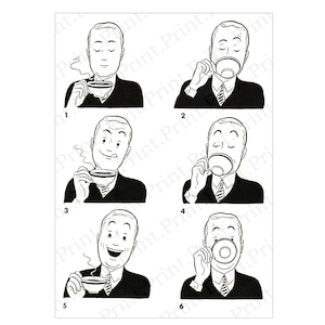 Koffie clipart retro jaren 1950 vintage man koffie drinken geïllustreerd logo downloaden